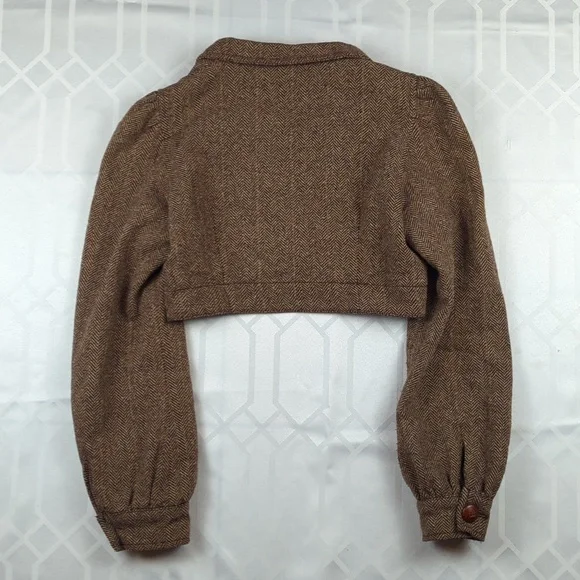 SOLD! Wool Blend Herringbone Bolero Old Fashioned Zara - Picture 3 of 12